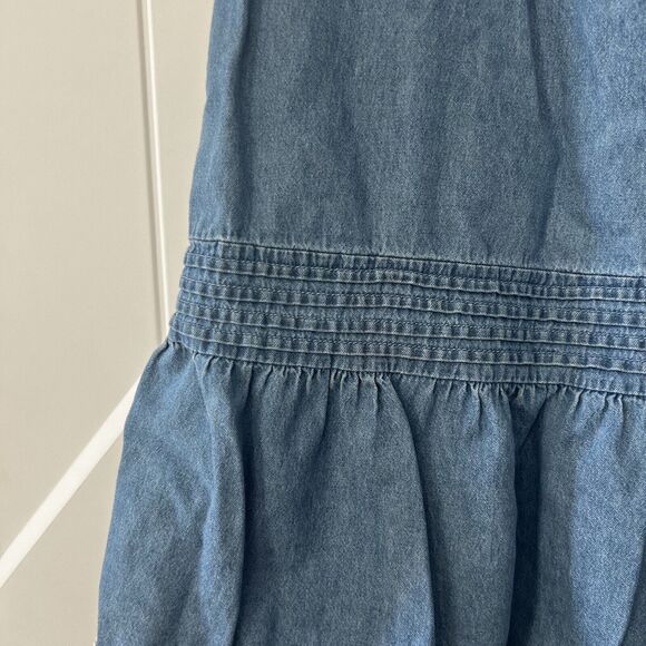 Vintage Denim Broomstick Skirt Large Tiered Midi Prairie Cottage Western Size 12 - Picture 7 of 9